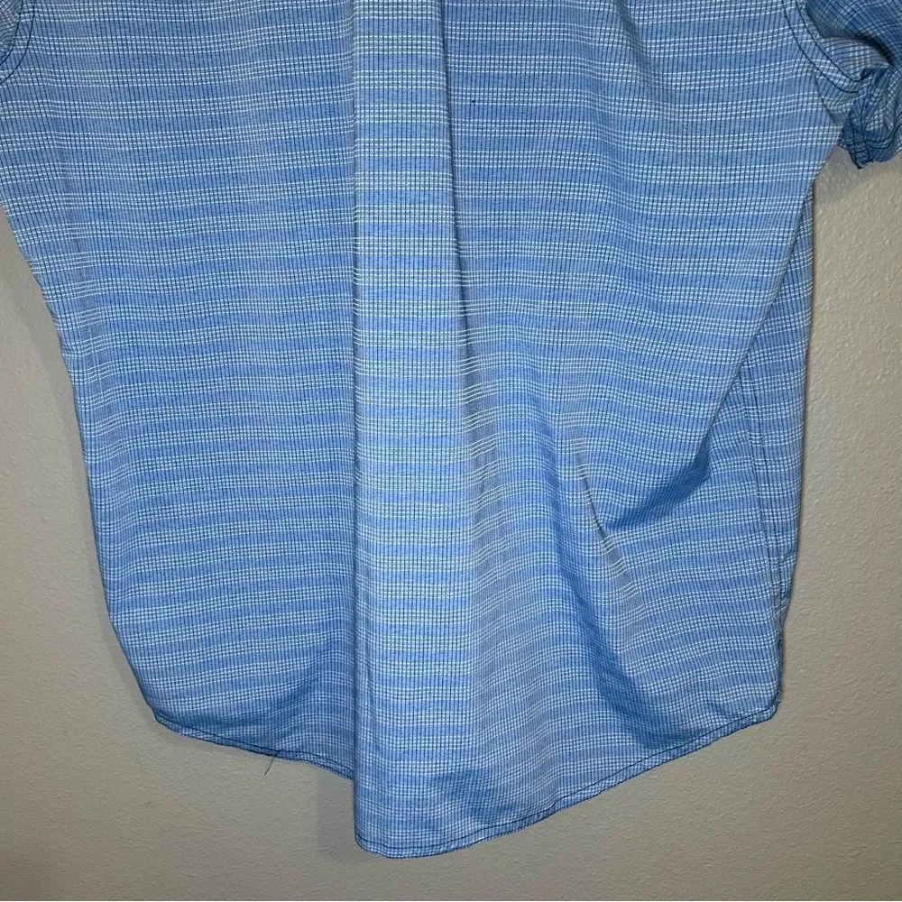 prAna Cayman Blue Short Sleeve Button Down Outdoor Shirt Pockets Mens Size Large